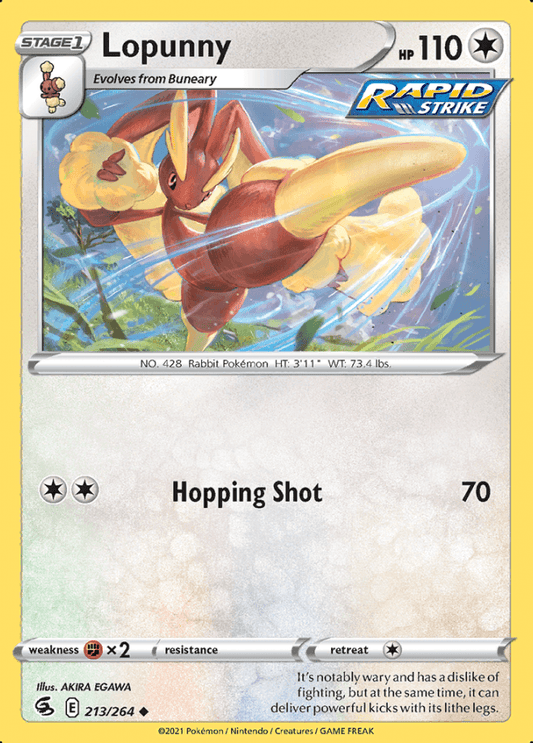 213/264 Lopunny - Fusion Strike - Volution Cards and Collectables