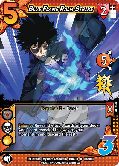 035/108 - Blue Flame Palm Strike - Heroes Clash 1st Edition