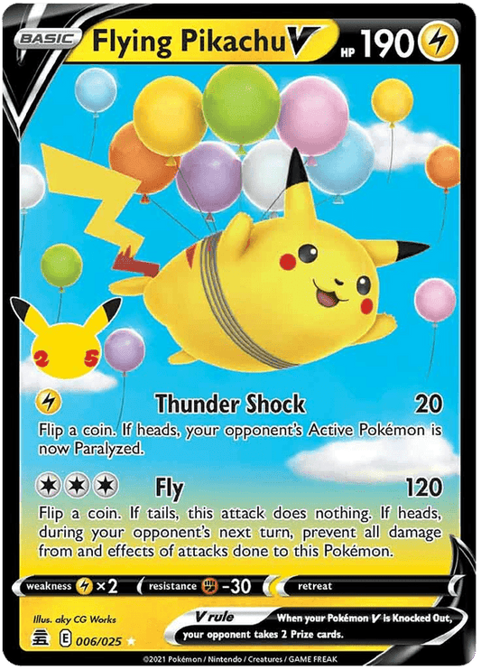 006/025 Flying Pikachu V Holo Rare V - Pokemon Celebrations - Volution Cards and Collectables