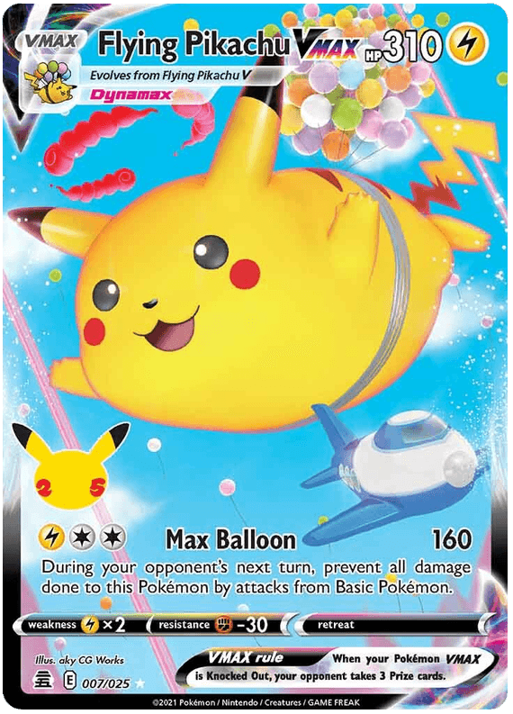 007/025 Flying Pikachu VMAX Holo Rare VMAX - Pokemon Celebrations - Volution Cards and Collectables