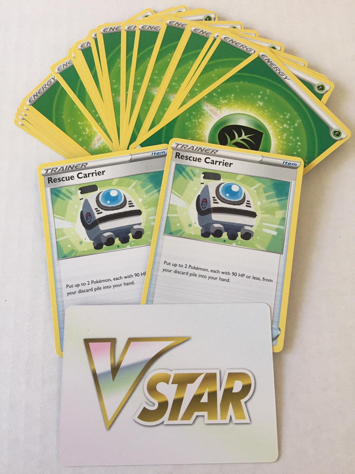 20x Grass Energy + 2x Random Trainer Cards - Volution Cards and Collectables