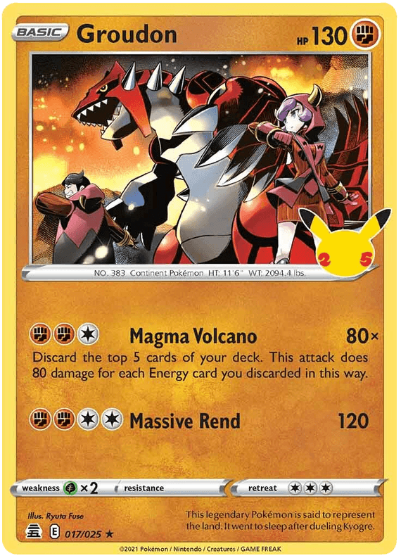 017/025 Groudon Rare - Pokemon Celebrations - Volution Cards and Collectables