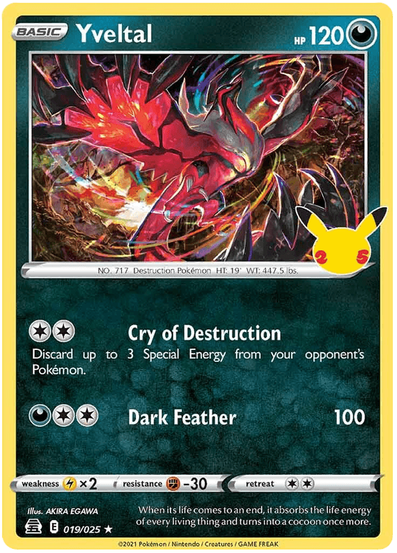 019/025 Yveltal Rare - Pokemon Celebrations - Volution Cards and Collectables