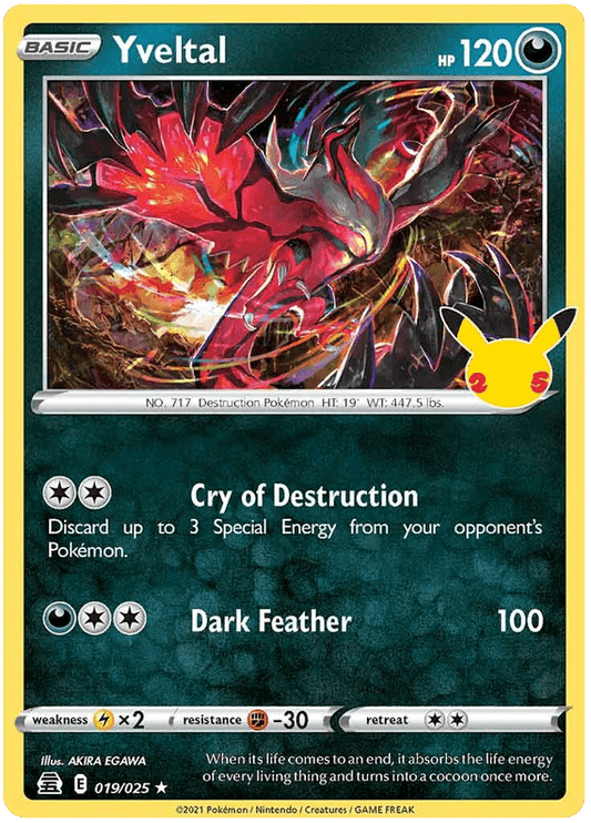 019/025 Yveltal Rare - Pokemon Celebrations - Volution Cards and Collectables