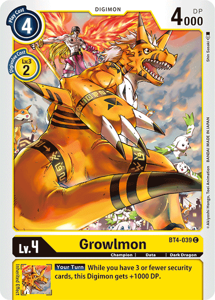 BT4-039C Growlmon - Volution Cards and Collectables