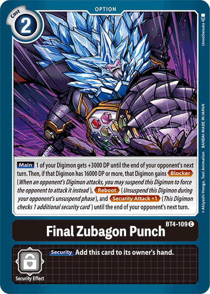 BT4-109C Final Zubagon Punch - Volution Cards and Collectables