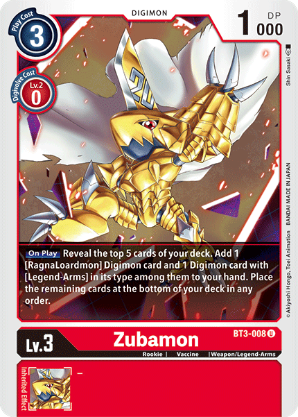 BT3-008UC Zubamon - Volution Cards and Collectables