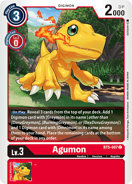 BT5-007C Agumon - Volution Cards and Collectables