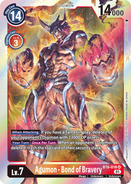 BT6-018SR Agumon - Bond of Bravery - Volution Cards and Collectables