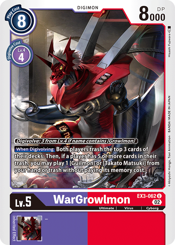 EX3-062UC WarGrowlmon - Volution Cards and Collectables