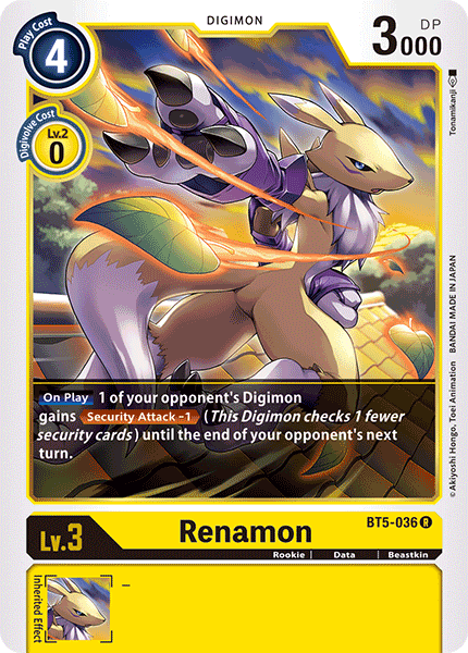 BT5-036R Renamon - Volution Cards and Collectables