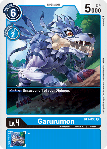 BT1-036UC Garurumon - Volution Cards and Collectables