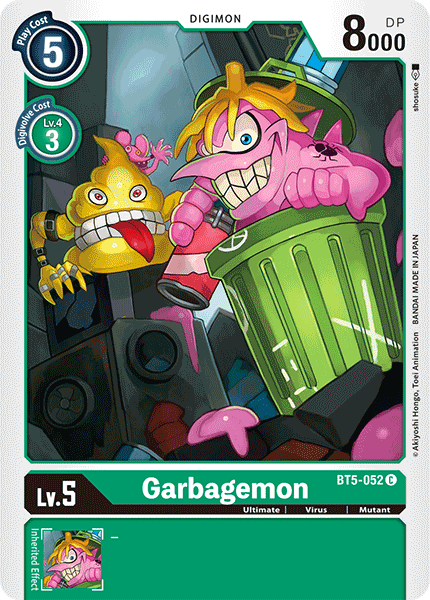 Garbagemon Evolution Line Digimon Card Game Single BT5-052C Garbagemon – Volution Cards and ...