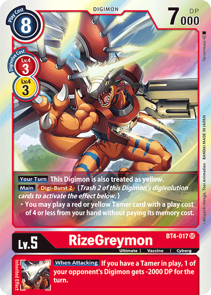 BT4-017SR RizeGreymon - Volution Cards and Collectables