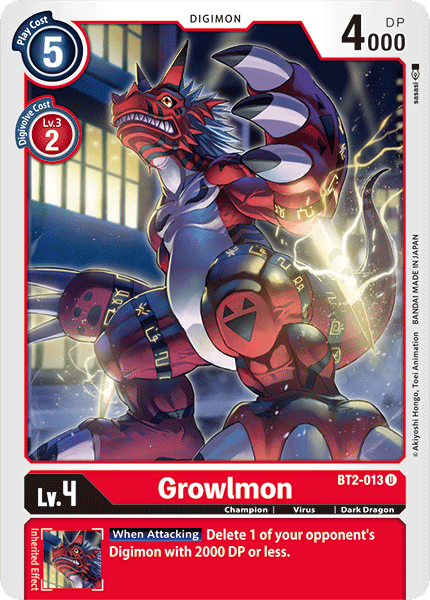 BT2-013UC Growlmon - Volution Cards and Collectables