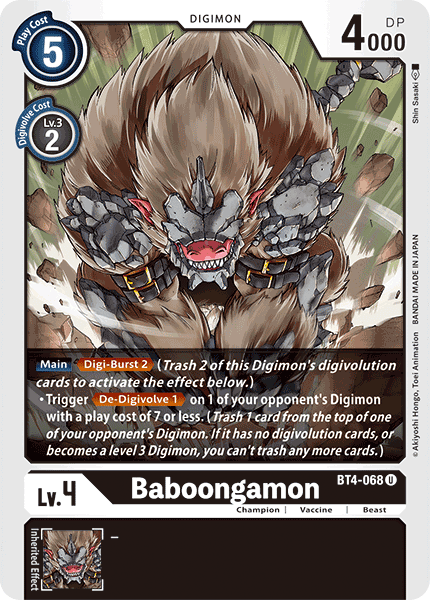 BT4-068UC Baboongamon - Volution Cards and Collectables