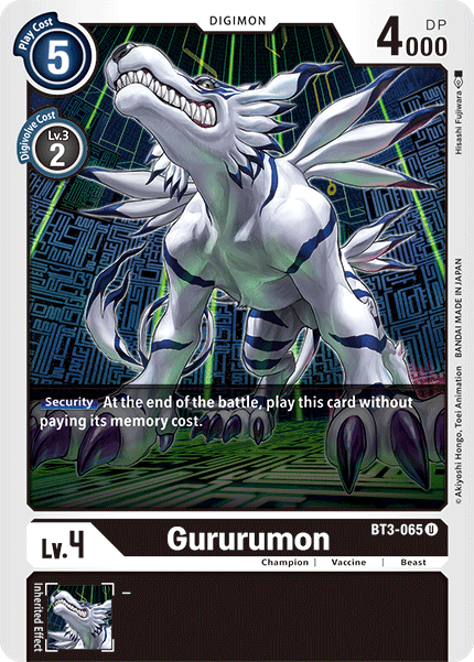 BT3-065UC Gururumon - Volution Cards and Collectables