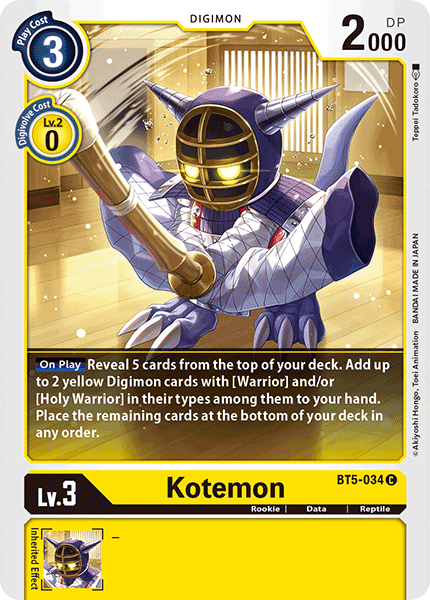 BT5-034C Kotemon - Volution Cards and Collectables